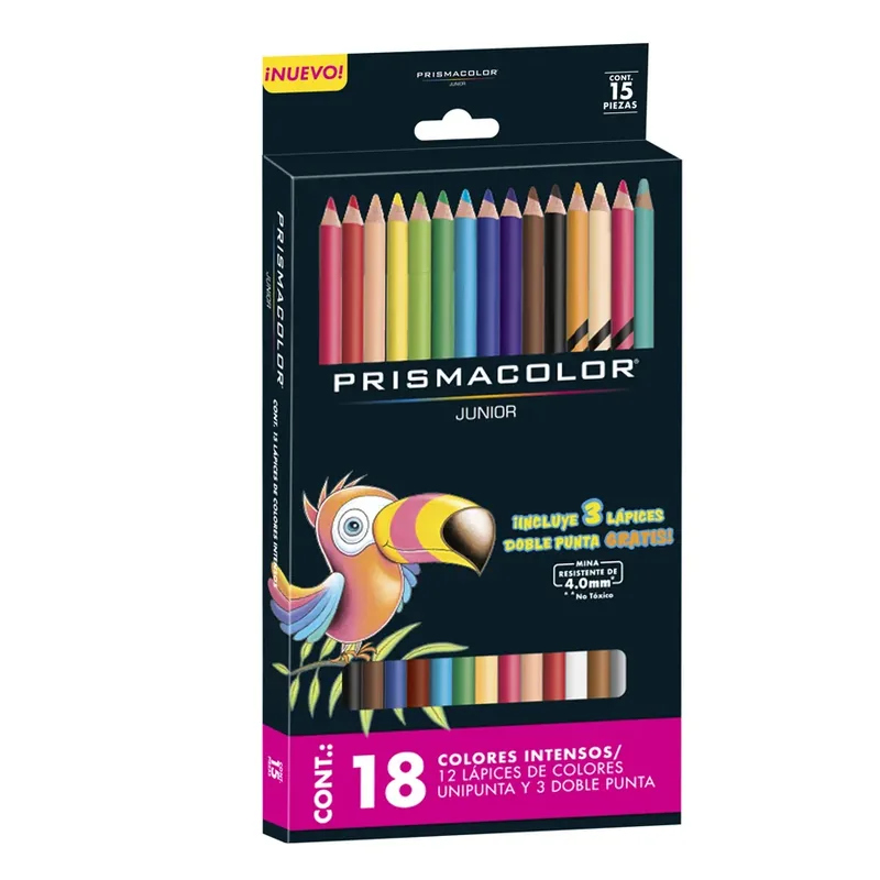 COLORES PRISMACOLOR JUNIOR X 12 UNIPUNTA + 3 DOBLEPUNTA