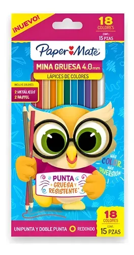COLORES PAPER MATE MINA GRUESA X 18