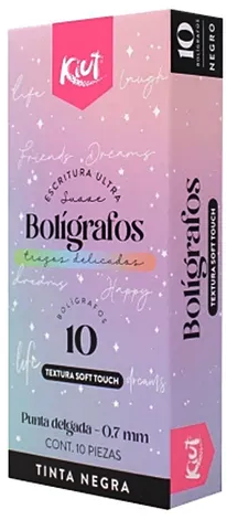 CAJA DE ESFERO KIUT * 10 UNID NEGRO FUCSIA MORADO Y SURTIDO
