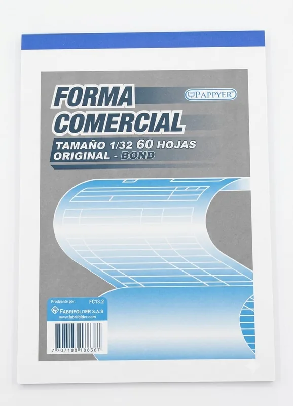 FACTURERO FORMA COMERCIAL 60 HOJAS EN BOND 1/32