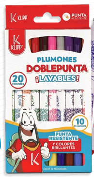 PLUMONES DOBLE PUNTA * 10