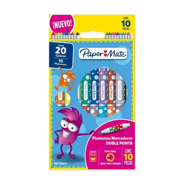 PLUMONES PAPERMATE X 10 DOBLE PUNTA
