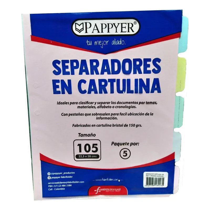 SEPARADOR CARTA PLASTICO ECONOMICO
