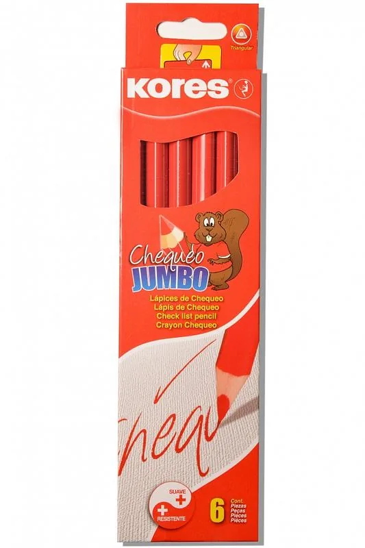 CAJA LAPIZ KORES JUMBO ROJO X6
